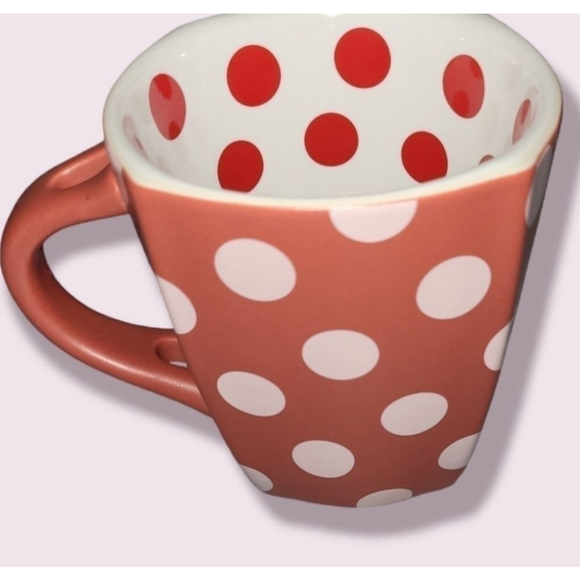 Disney Parks Minnie Mouse Coffee Mug Polka Dots Red White Pink - Picture 4 of 9